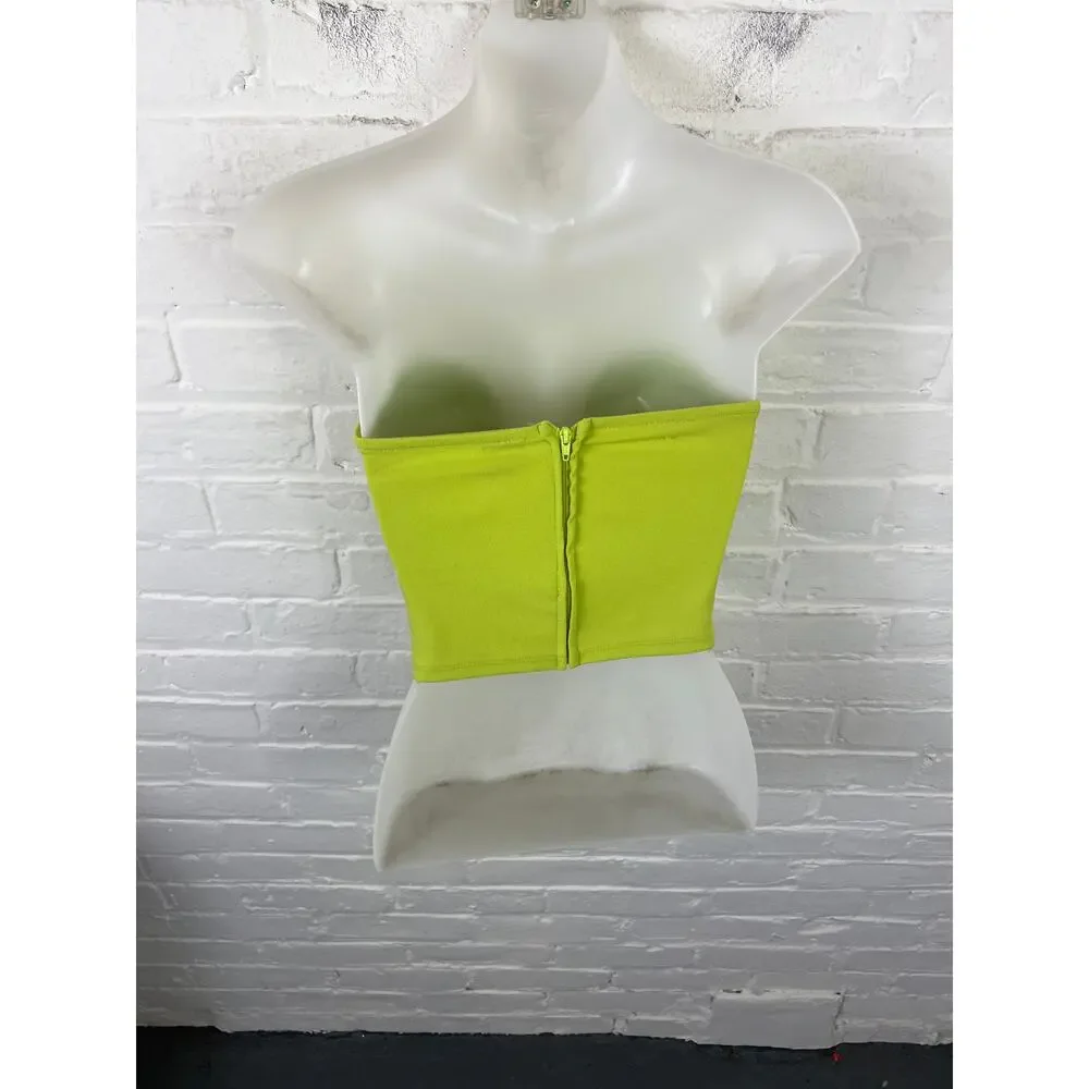 Gina Tricot Women's Low Cut Wired Tube Top Sleeveless Wash Less Green Size S - Picture 4 of 7